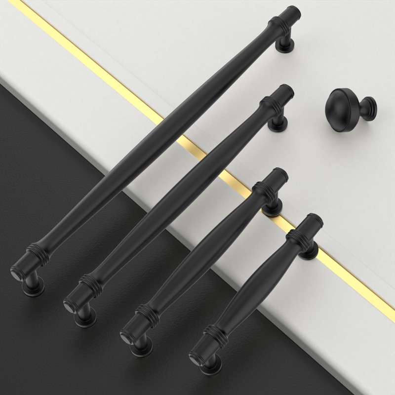 Asidrama 10 Pack Matte Black Kitchen Cabinet Knobs Round Dresser