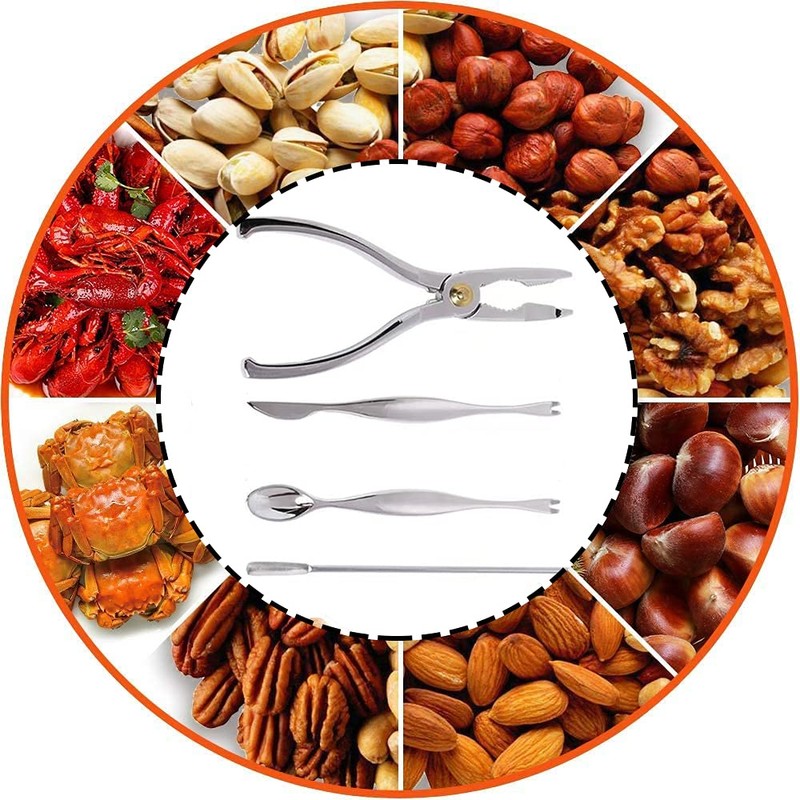 Set of 4 Stainless Steel Seafood Tool, Lobster Crab Cracker,