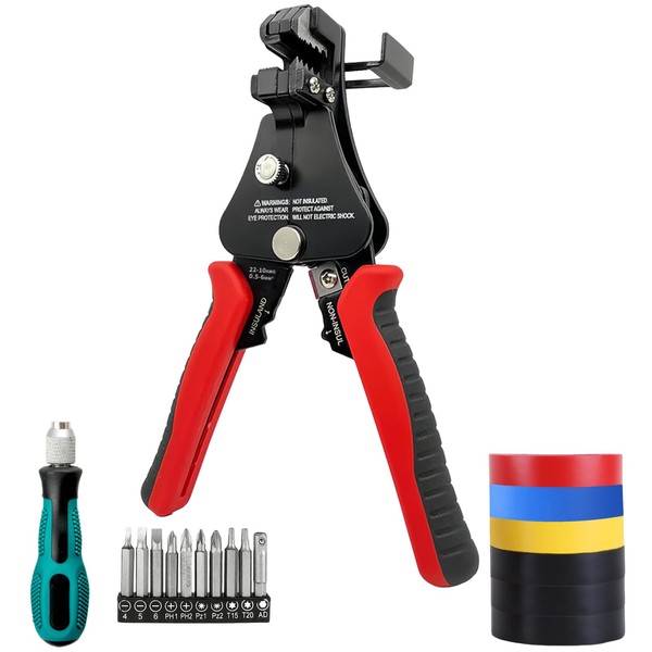 Wire Stripper Red Black with Ergonomic Handles