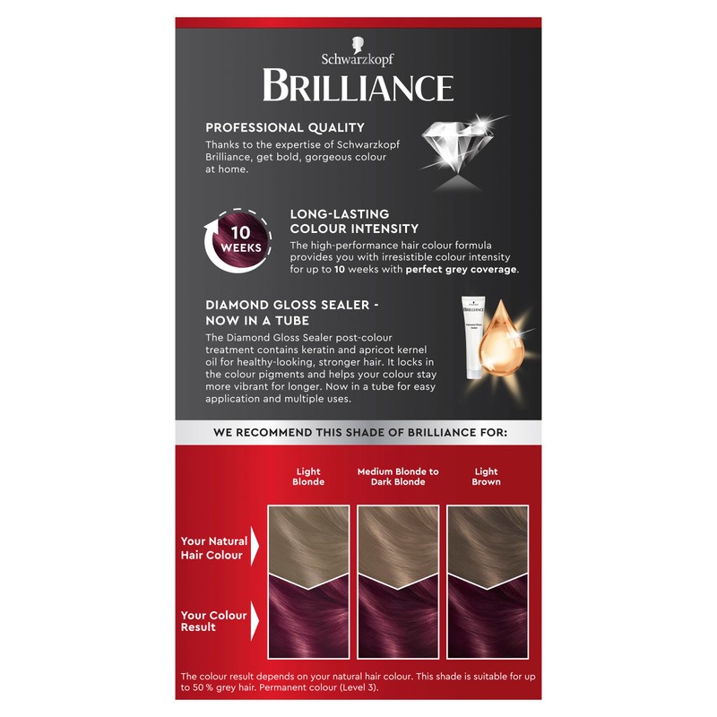 Schwarzkopf Brilliance, Permanent Hair Colour, 23 Burgundy Chic