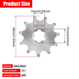 Tunejoy Motorcycle Engine Chain Sprocket 420 11T 17 mm Small Sprocket for 50cc 70cc 90cc 110cc Dirt Bike Pit Bike ATV Quad Motorcycle Mini Bike