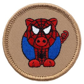 Spider Pig Costume Patrol Patch - 2" Diameter Round Embroidered Patch (Sew-on)
