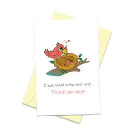 Arsagen Best Nest Happy Mother's Day Card, Funny Mom Birthday Day Card, Greeting Card for Mom, Thank You Card for Mom, Bird and Nest