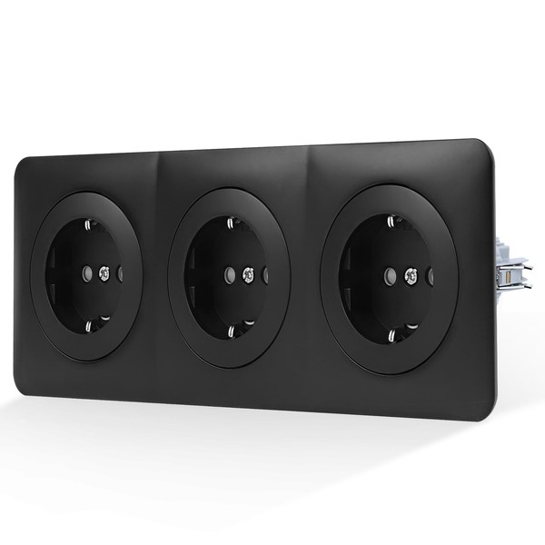 CNBINGO Triple Socket Flush-Mounted with Claws - Triple Schuko Socket