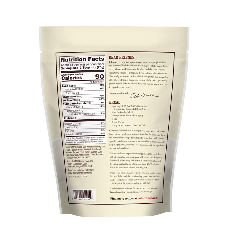 Bob's Red Mill Gluten Free Homemade Wonderful Bread Mix, 16oz