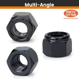 8#-32, Nylon Insert Hex Lock Nuts, 304 Stainless Steel, Black Finish, Coarse Thread, Machinery, Automotive, Outdoor, Wooden Furniture, 25 PCS