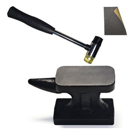 Wisyurt Mini Iron Horn Anvil & Hammer Set, 1.15 Lb ForgedIron Anvil with Rubber Hammer,for Metal Stamping, Silversmith