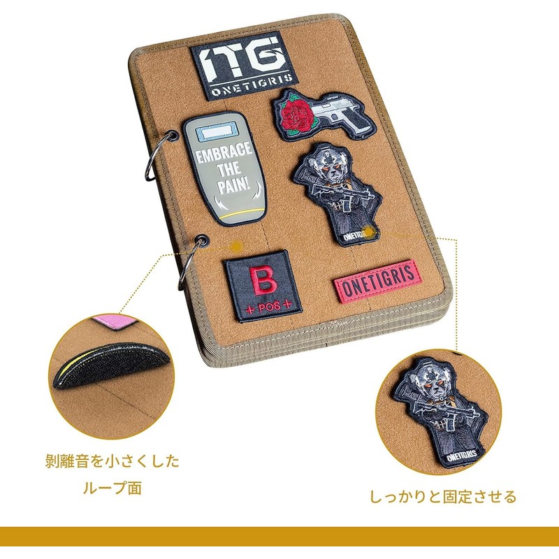 OneTigris Patch Velcro Storage Album Double Sided 4 Pages Embroidered