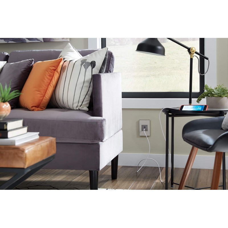 adorne Full-Size, Hybrid USB Outlet, A/C USB Outlet, Magnesium