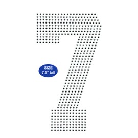Rococo Designs 7.5" Rhinestone Iron on X- Large Sports Jersey Number Seven 7" Rhinestone Iron on Hotfix Transfer Number Bling DIY ~Free Star Decal Made in USA
