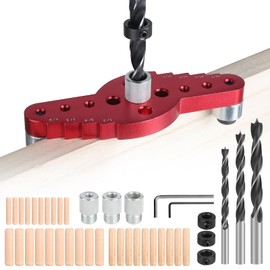 EFUTURETIME Self-Centring Dowel Device Set, 6/8/10 mm Holes Locator Woodworking, Vertical Dowel Aid for Centring Drilling and Distance Marking, Quick and Precise Pin Attachment, A