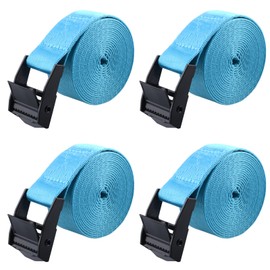 Azarxis Lashing Belt, Lashing Belt, Tie Down Belt, Packing, Fastening, Binding Band, Bicycle, Motorcycle, Belt, Loading, Moving, Transportation, Load Tightening, Earthquake Prevention, Set of 4, Lashing Strap (A-Light Blue, 6.6 ft (2 m)