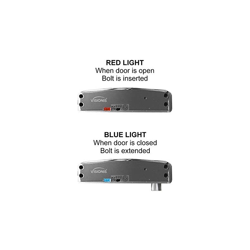 Visionis VIS-DP105GD-FSA-LED Electric Drop Bolt Lock 1700lbs for Full Glass