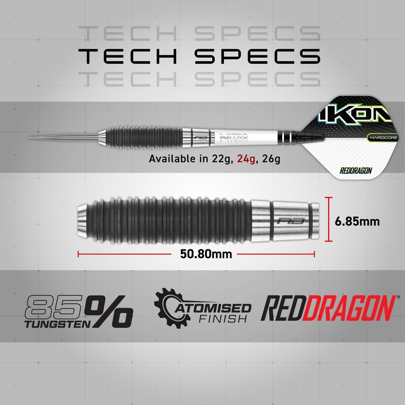 RED DRAGON Ikon 1.4 24 Gram Professional Tungsten Steeltip Darts