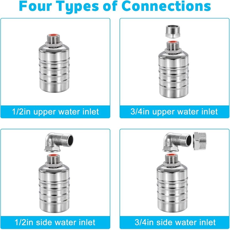 3 Pack Water Float Valve For Water Tank,1/2" to 3/4''
