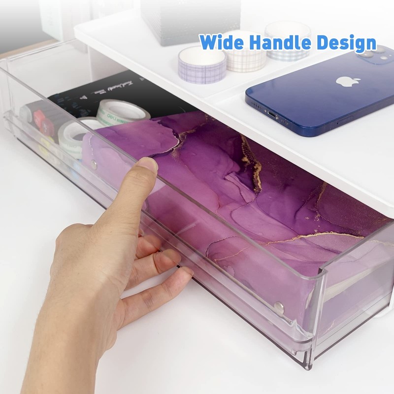 Harhana Printer Paper Holder Desk Organizer with Drawer, Stackable Desktop