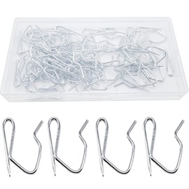 Metal Curtain Hooks Pins for Drapes Pinch Pleat Hooks with Clear Box 3.2 x 2.4 cm for Window Curtain, Door Curtain and Shower Curtain(60 Pack)