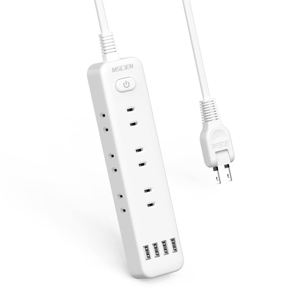 Extension Cord, 6.6 ft (2 m), Power Strip, 9 AC Outlets, 4 USB Ports, MSCIEN Table Tap, OA Tap, Octopus Outlet, Bulk Switch Included
