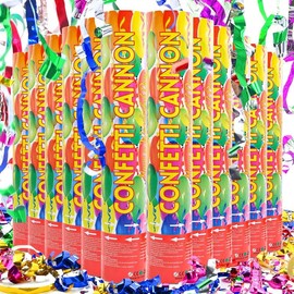 Confetti Poppers 12 Pack Streamer Confetti Cannon 12 inch Multicolor Confetti Party Poppers Foil Confetti Streamer Poppers Blaster for Wedding Birthday Graduation Party Christmas New Year Celebration Burst - Color: Silver