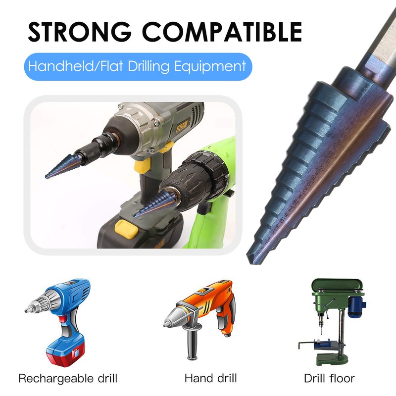 50 Sizes HSS Step Drill Bit Set with Automatic Center