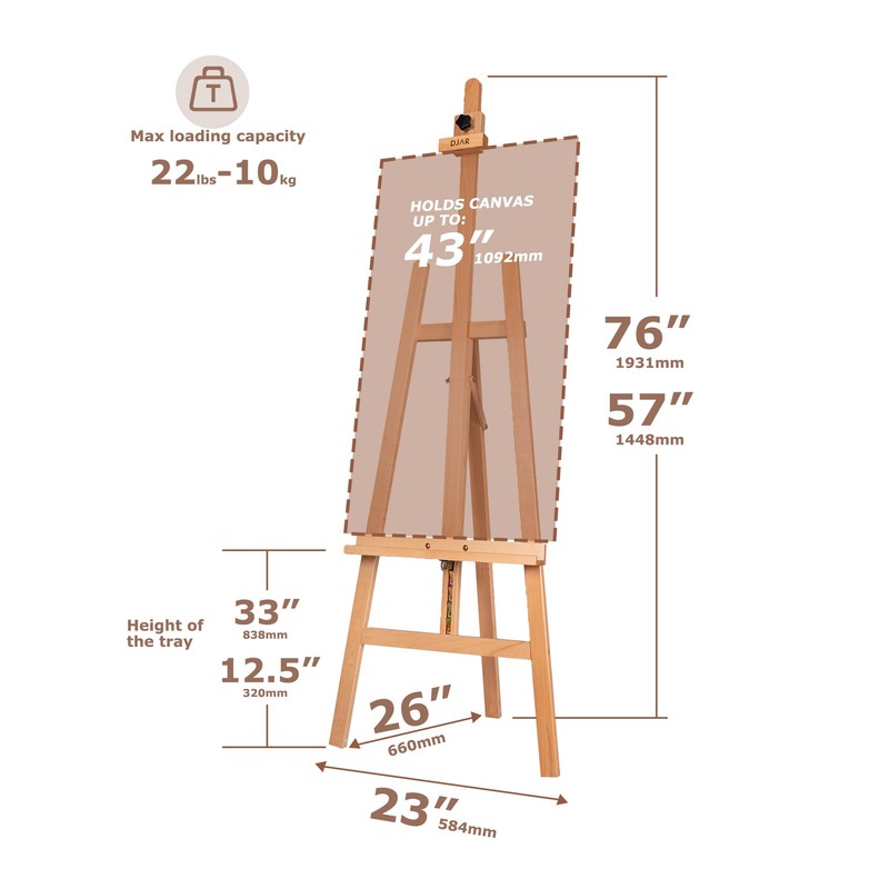 DJAR A Frame Wooden Art Easel for Painting, 57’’-76’’ Adjustable