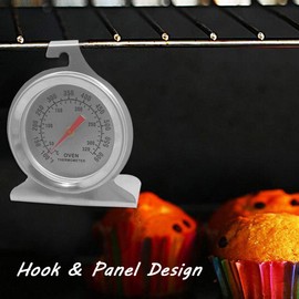 Set of 2 Stainless Steel Oven Monitoring Thermometer & Long Stem Fry Thermometer, SourceTon Dial Oven Thermometer with Hook and Panel Base and 12” Meat Cooking Thermometer