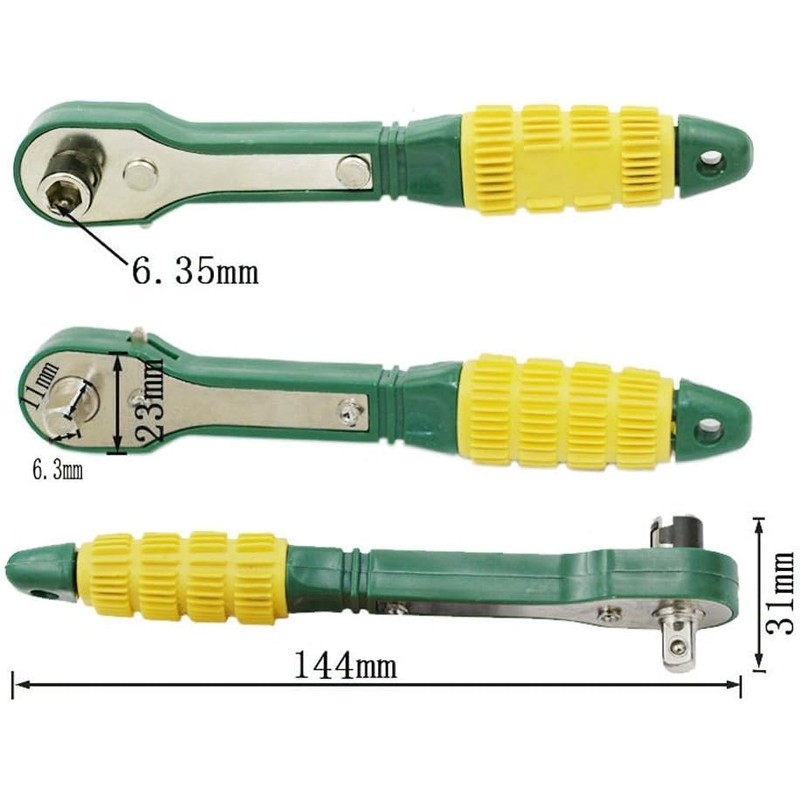 Rosojodg 1Pc Green Metal Mini Socket Rapid Ratchet Wrench 1/4