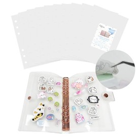 Petyume A5 Sticker Pad Refill, Removable, Transparent Refills, 6 Holes, Peel Off Sheet, Double-Sided, Compatible with Various Types of Stickers, Re-Removable, 10 Sheets of Double-Sided Strips