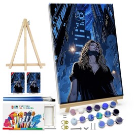 ATDMS Paint by Number for Adult Beginner DIY Woman City View Paint by Number with Frame Paint by Number with Easel for Wall Hanging Home Room Decor 7.87x11.81 Inch