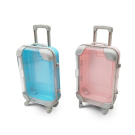 FloraVigo Travel Gift Travel Suitcase Miniature, Money Gift Travel Holiday Fund Money Box Travel Suitcase as a Gift for Holiday, Travel Fund to Give Money for Travel (Blue Pink)