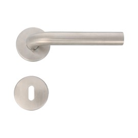 Amig - Door Handle Set with Rosette | Model 4RGX | 135 x Diameter 19 mm | 8 mm Square | Elegant and Simple Design | Matte Stainless Steel