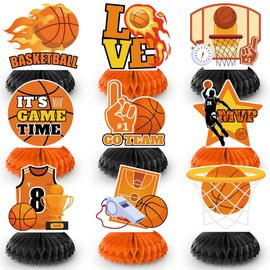 Huxolynifty Basketball Party Honeycomb Centrepieces, 9 Pieces Basketball Birthday Party Decoration Honeycomb Basketball Decoration Birthday Honeycomb for Basketball Party Decorations, Basketball