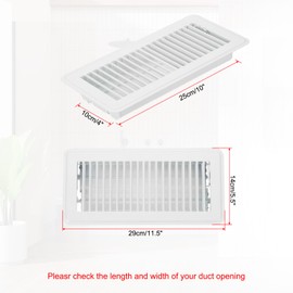 PATIKIL 10 x 4 Inch Floor Register, 1pcs Heavy Duty Air Vent Cover Steel Adjustable Decor Vents Easy Adjust Floor Grates for Sidewall Home Office, White