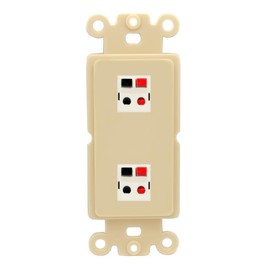 RiteAV 2 Port Speaker Wire Plug Jack Wall Plate - Rocker [Ivory/Ivory]