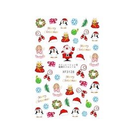 Generic Christmas Nail Sticker Santa's Sleigh Reindeer Ornament Wreath Candy Tree Xf3128 Nail Wraps Stickers Manicure Supplies for Women Nails Full Long Lasting Easy Apply and Remove