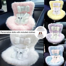 17cm Doll Clothes Set(NO Dolls),Car Seat for 10-17cm Dolls,Outfit Set with Hat & Overalls+Doll Car Seat Vent Clip with Seat Leg,Cute and Functional Accessories Suit+Chair(Black Clothes+Green Dress)