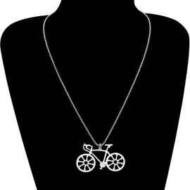 WEVENI Enamel Alloy Bicycle Necklace Bike Pendant Chain Unique Jewelry Gifts for Women Girls Cycling Enthusiasts (Silver A)
