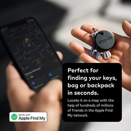 Chipolo ONE Spot - Key Finder, Bluetooth Tracker for Keys, Bag - Works with The Apple Find My app (only for iOS) (Almost Black)