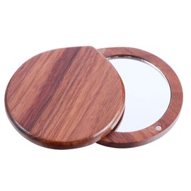Lurrose Wooden Compact Mirror Portable Makeup Mirror Pocket Mirror Handheld Travel Mirror for Purses