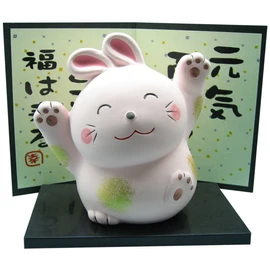 Banko Ware 14510 Decorative Figurine, Animal, Cute, Cute Object, Bunny, Large, Made in Japan