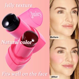 Jelly Blush, rubor de tinte de gelatina de agua 3 en 1, de larga duración, sin alcohol (01) | Mejillas, ojos y labios, textura de gelatina hidratante 
