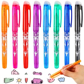 SULOLI Erasable Pens,8PCS Rub Out Pens Pens with Rubbers on the End Colorful Erasable Gel Pens Writing Pens for Kids