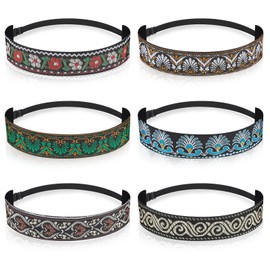 Qianyu 6 Pcs Woman Adjustable Headband Non Slip Velvet Lined Retro Style Stretch Cute Headband for Women Girls Elastic Fabric Sport Yoga Work Makeup Stylish Hair Accessories Hairband