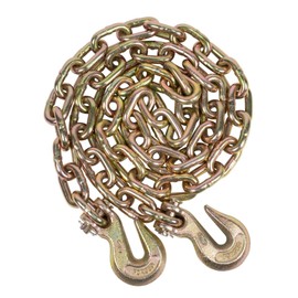 Mytee Products 2 Pack 3/8 Inch x 12 FT Grade 70 Binder Chain with Clevis Grab Hooks - G70 Transport Tow Chain - 6,600 Lbs Working Load Limit