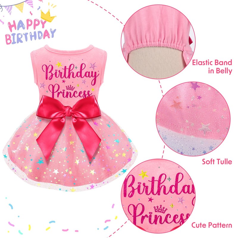Dog Birthday Dress Dog Dress with Bowknot Tulle Birthday Princess