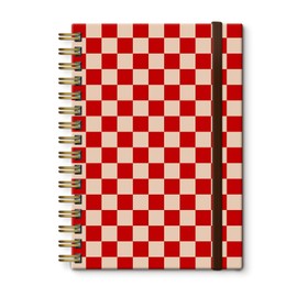DHGPTS Spiral Journal Notebook, A5 Cute Notebooks for Women Men, College Ruled Hardcover Notebook for Work & Note Taking, 60 Pages Double-Wire Journals for Writing, Cute Red Checkered