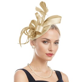 Fascinators Hats for Women Kentucky Derby Hats Tea Party Hats Flower Wedding Church Headband Hair Clip Girls Gold