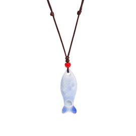 POYAMUSE Ceramic Fish Whistle Pendant Necklace for Women - Handmade Whistle Necklace, Fish Necklace for Women (Blue)