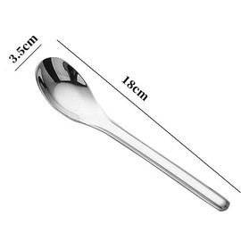 Miupoo Thick Heavy Weight Dinner Soup Spoons,Stainless Steel Tablespoons,Chinese Silver Spoon,Heavy Duty Asian Thick Long Handle Spoons,18cm,Set of 4.