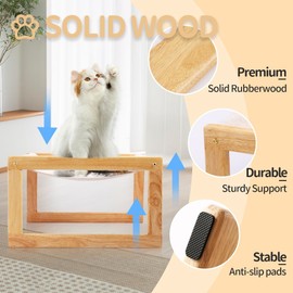 ZQL Cat Bed, Solid Wooden Pet Hammock, Soft and Breathable Fabrics, Cat Beds for Indoor Cats Washable, Dog Bed for Small Dogs (Solid Rubberwood, 21" L x 16.5" W x 10" H)